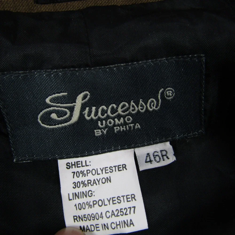 Successo Suit Vest Men 46R Brown Double Breasted Notched Lapel Formal Waistcoat